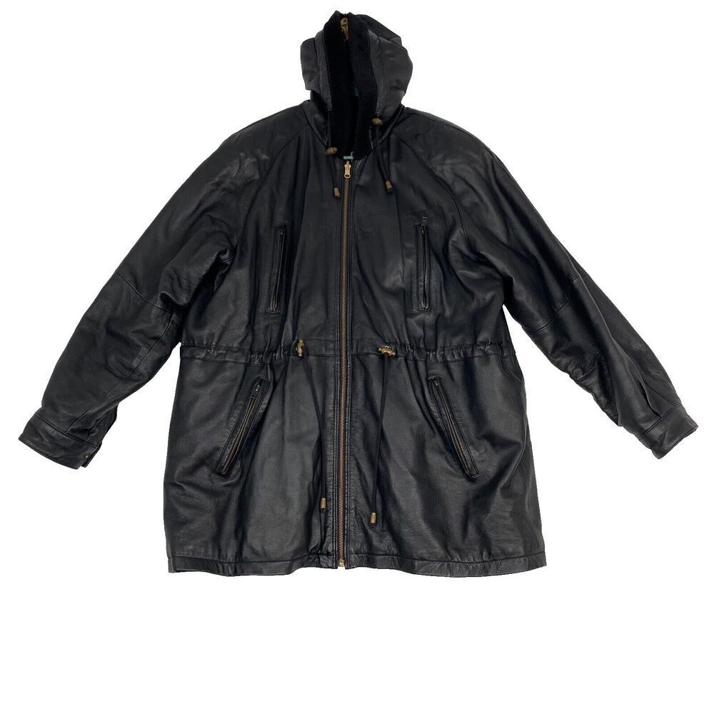 Bellerose Women's Genuine Leather Jacket  Elegant Coat Black Size XL Hoodie